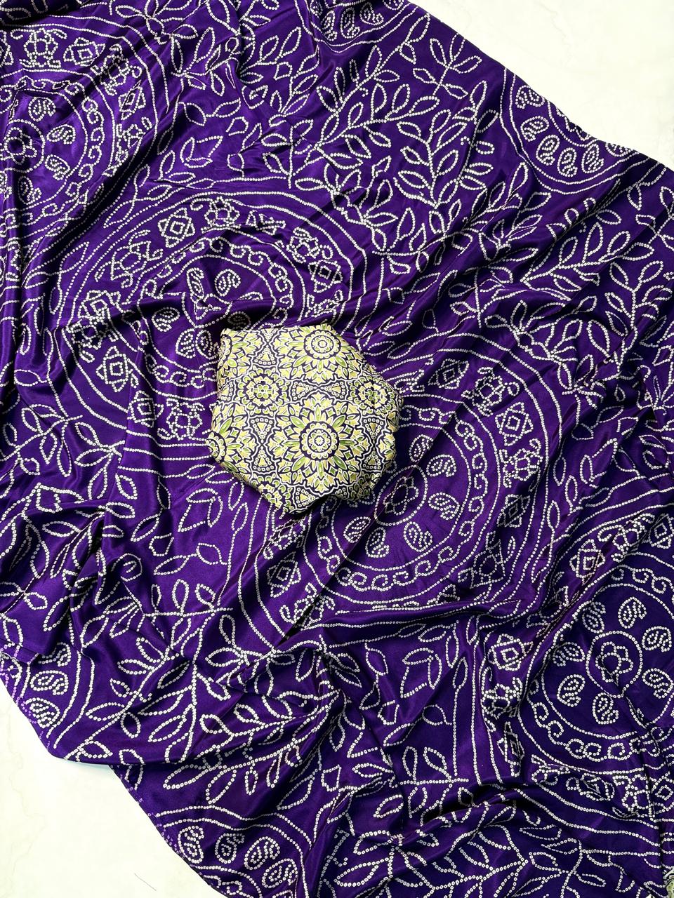 Trendy Purple Ajrakh Print Saree with Soft, Smooth, and Skin-Friendly Fabric