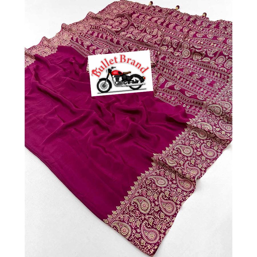 Classy Pink Ajrakh Print Saree to Enhance Your Traditional Wardrobe