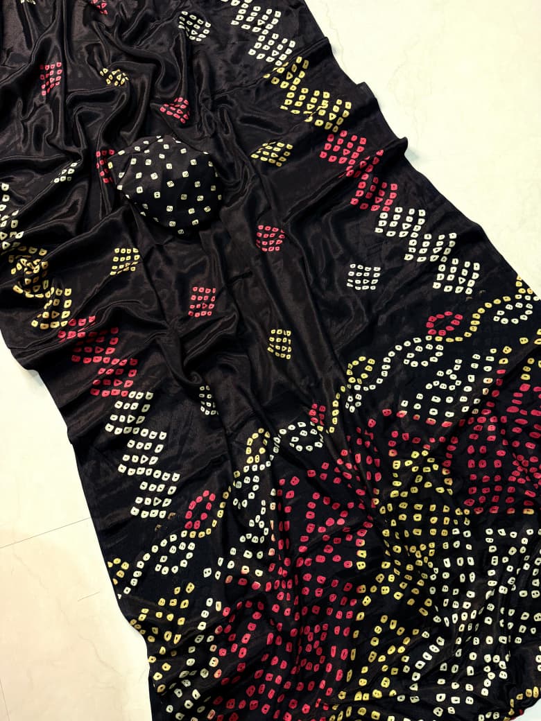 Premium Soft Black Ajrakh Saree Designed for Comfort with Style