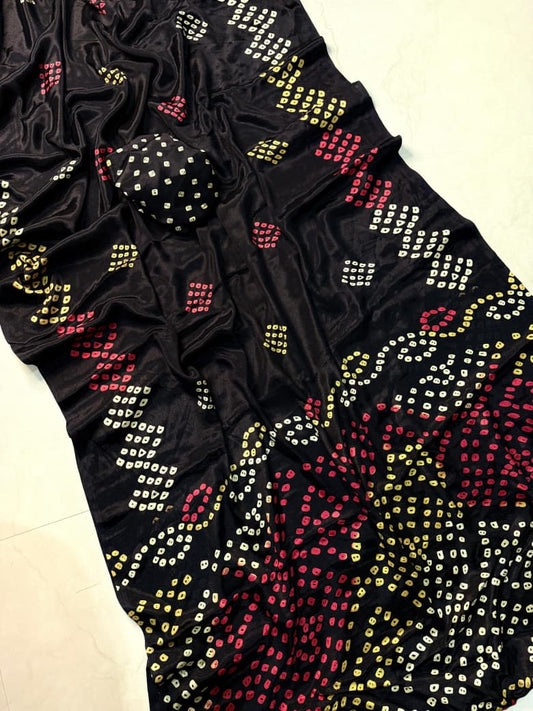 Premium Soft Black Ajrakh Saree Designed for Comfort with Style