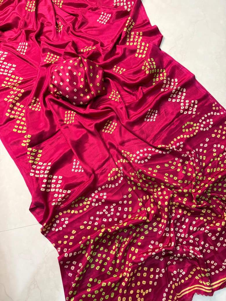 Authentic Pink Ajrakh Printed Saree with Handcrafted Ethnic Touch