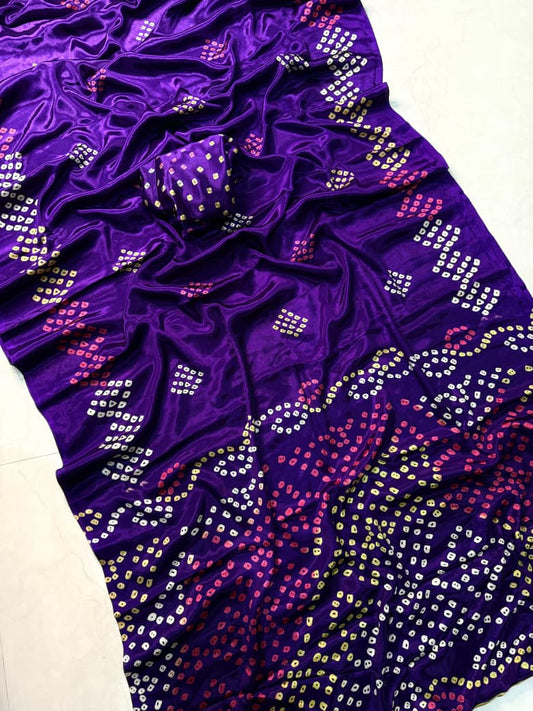 Festive Wear Royal Blue Ajrakh Print Saree with Mesmerizing Classic Patterns