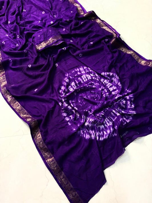 Premium Bandhej Saree in Gorgeous Purple Hue for Festive Moments