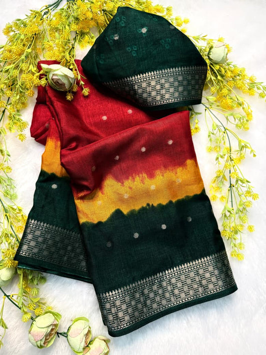 Traditional Bandhej Pattern Saree in Rich Red Color for Graceful Styling