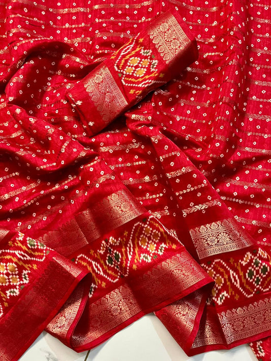 Stylish Bandhej Saree in Vibrant Red Shade for Cultural Occasions