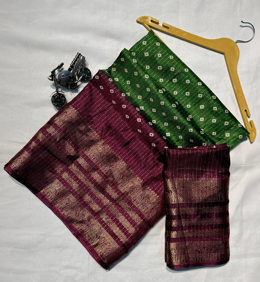 Authentic Bandhej Print Saree in Classic Mehndi Shade for Traditional Wear
