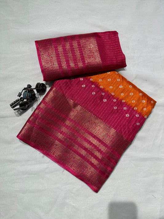 Graceful Bandhej Saree in Trendy Orange Color for Modern Ethnic Style