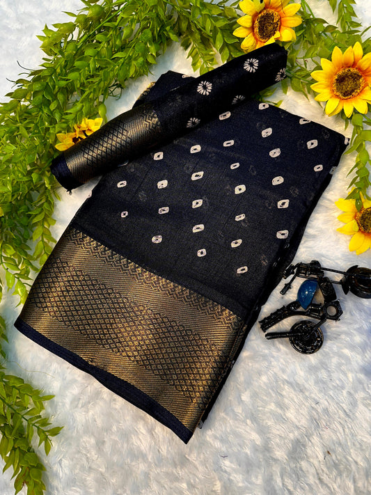 Elegant Bandhej Saree in Eye-Pleasing Black Shade for Party Styling