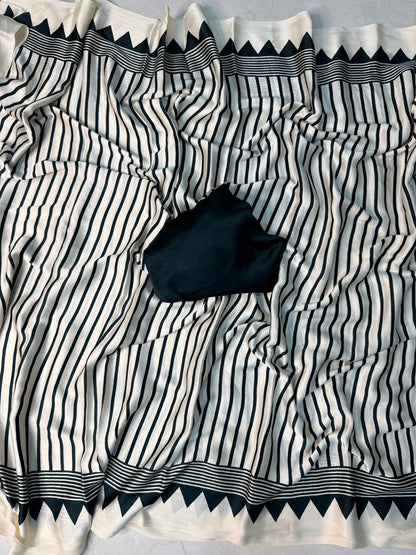 Trendy Ajrakh Printed Saree in Green for Modern Ethnic Fashion