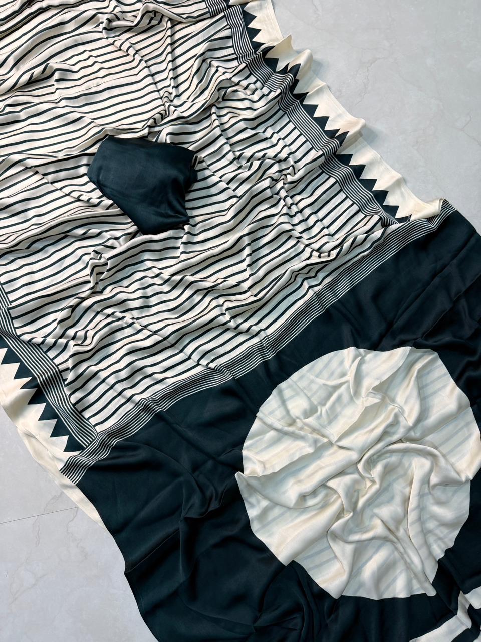 Trendy Ajrakh Printed Saree in Green for Modern Ethnic Fashion