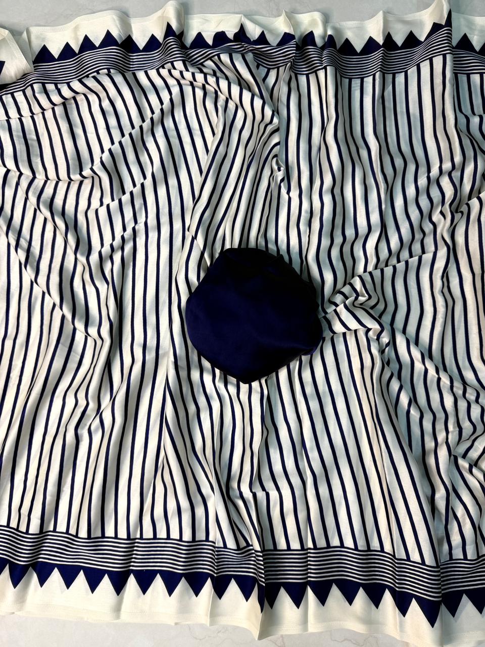 Soft and Elegant Ajrakh Saree in Blue with Premium Material Finish