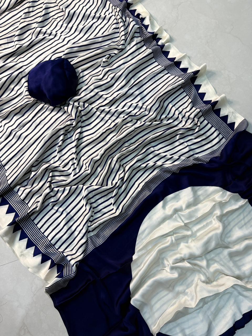 Soft and Elegant Ajrakh Saree in Blue with Premium Material Finish