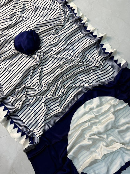 Soft and Elegant Ajrakh Saree in Blue with Premium Material Finish