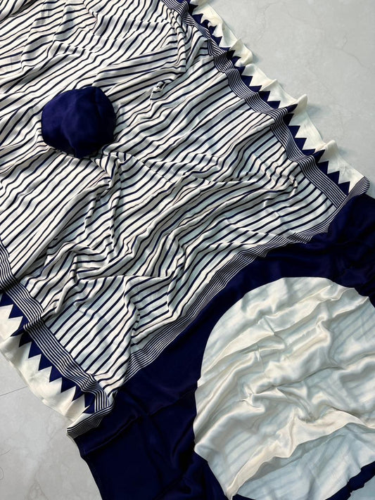 Soft and Elegant Ajrakh Saree in Blue with Premium Material Finish