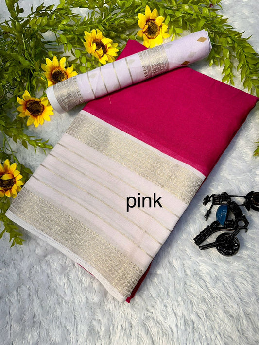 Royal Soft Crepe Silk Saree in Pink Shade with Luxurious Smooth Finish