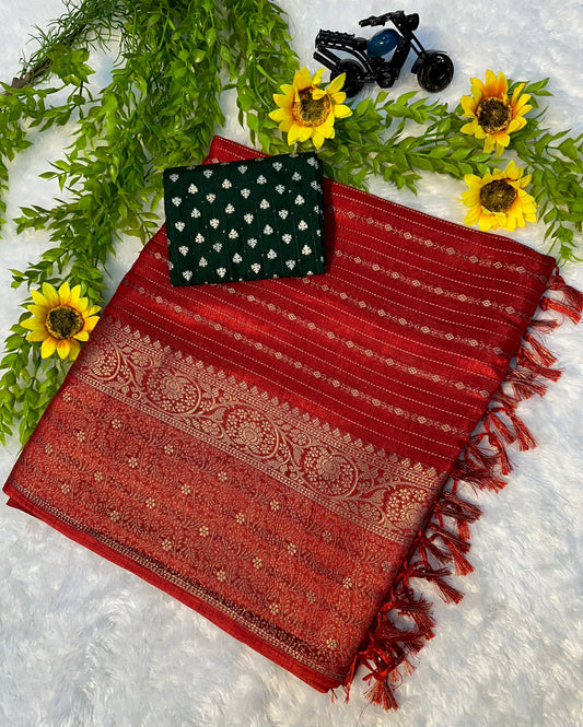 Premium Soft Silk Saree in Dark Maroon with Classic Festival Inspired Work