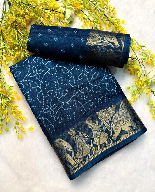 Vibrant Bandhej Print Saree in Stylish Firozi Tone for Special Occasions