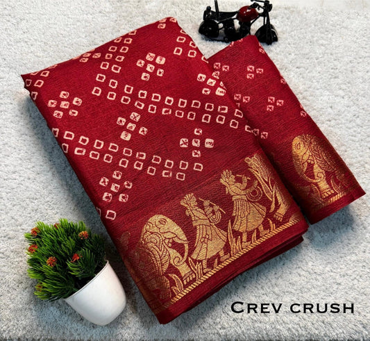 Stunning Bandhej Saree in Unique Red Shade for Grand Events