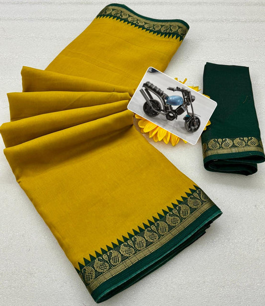 Elegant Kalamkari Print Saree in Beautiful Yellow Green Color for Traditional Stylish Look
