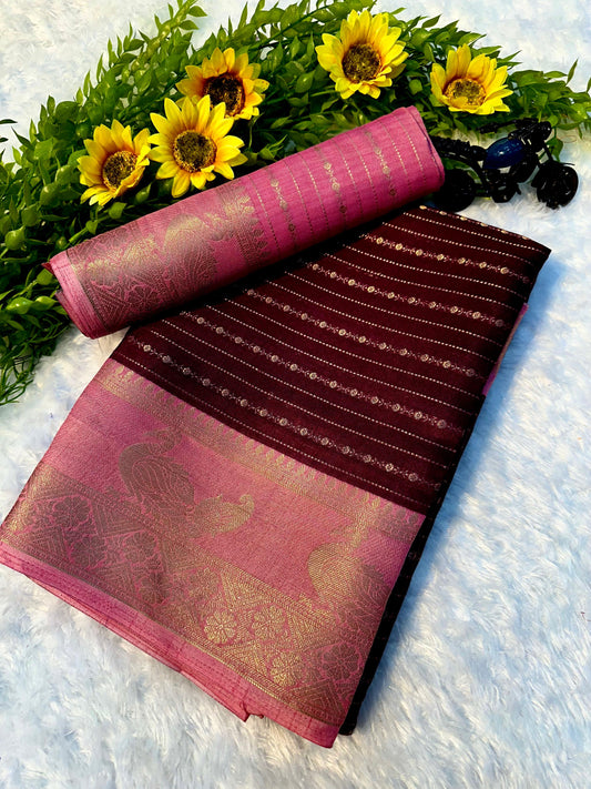 Elegant Crepe Silk Saree in Gajri Wine Color with Modern Designer Finish for Any Occasion
