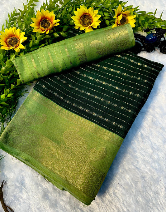 Stylish Crepe Silk Saree in Pista Green Tone Crafted for Comfort and Festive Elegance