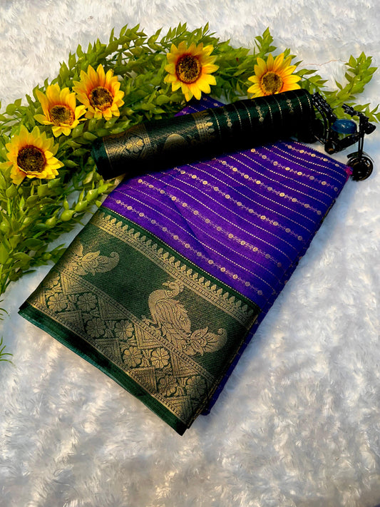 Exclusive Crepe Silk Saree in Green Blue Hue Offering Luxurious Feel and Timeless Charm